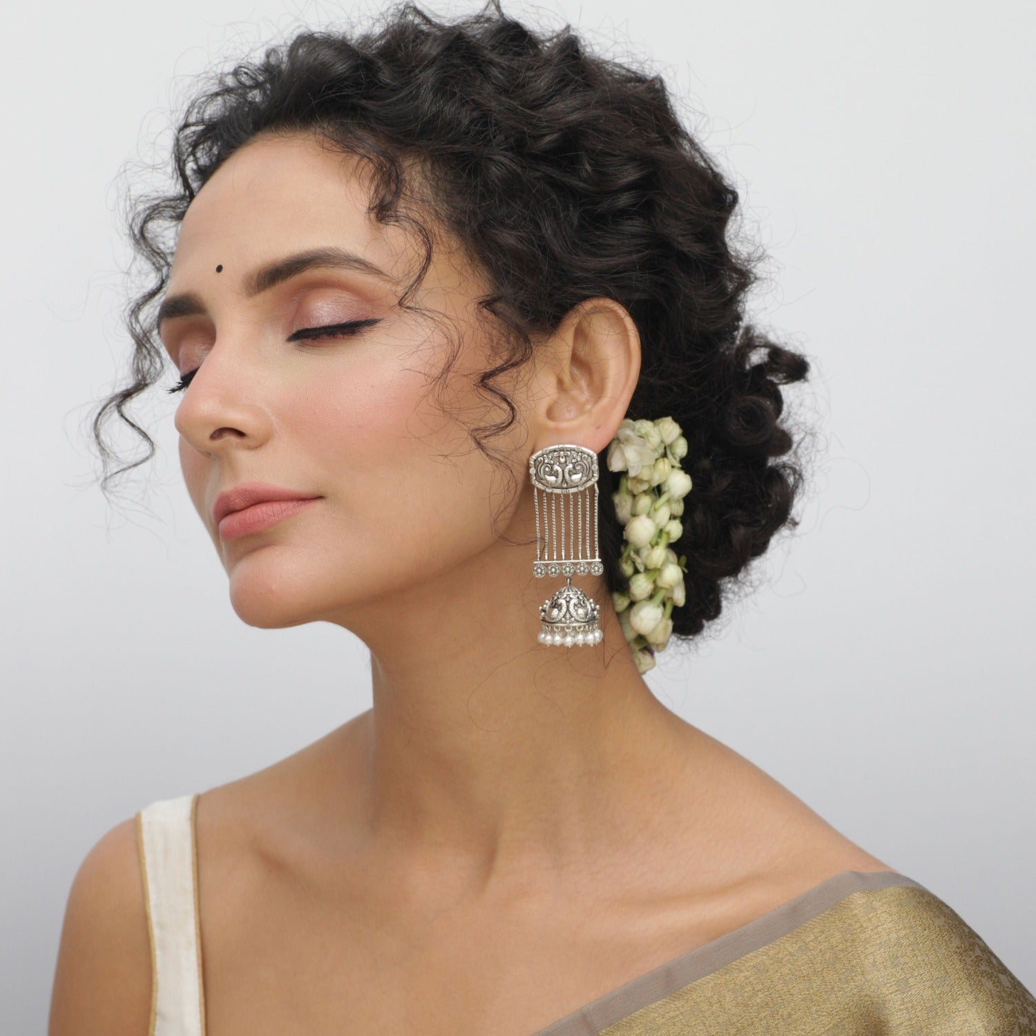 Zaveri Pearls Set of 2 Antique Silver Oxidised Jhumka Drop Earrings For  Women-ZPFK15185 : Amazon.in: Fashion